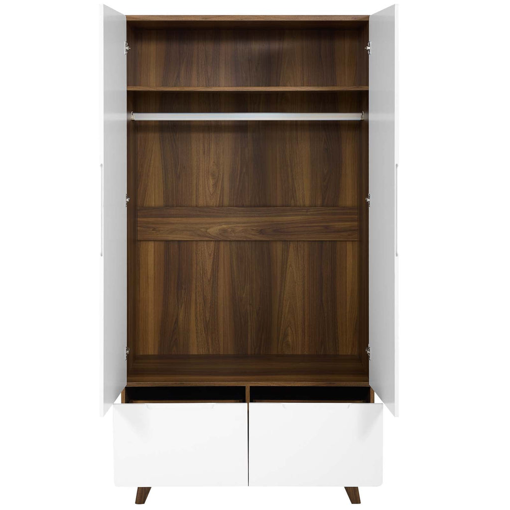 Origin Wood Wardrobe Cabinet in Walnut White