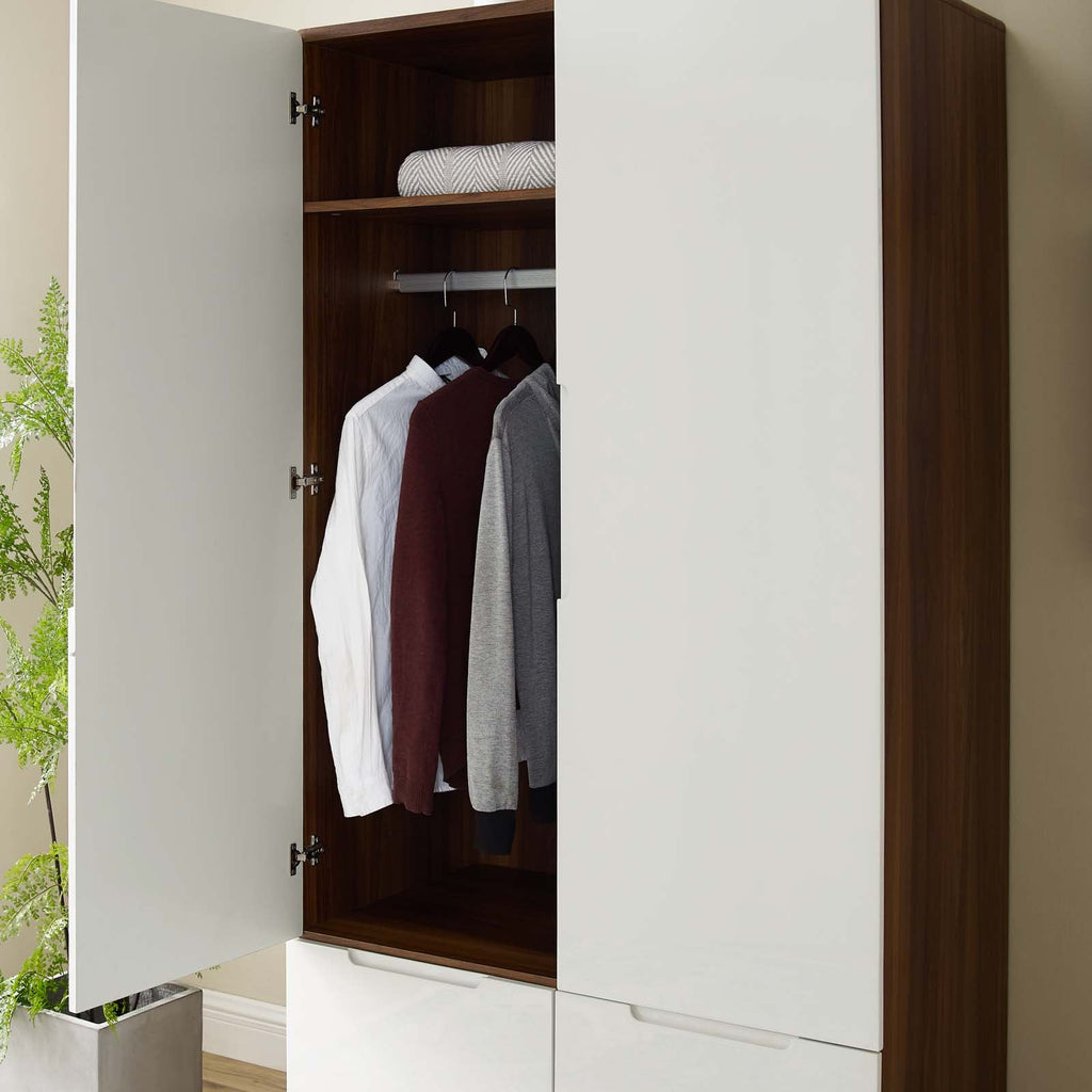 Origin Wood Wardrobe Cabinet in Walnut White