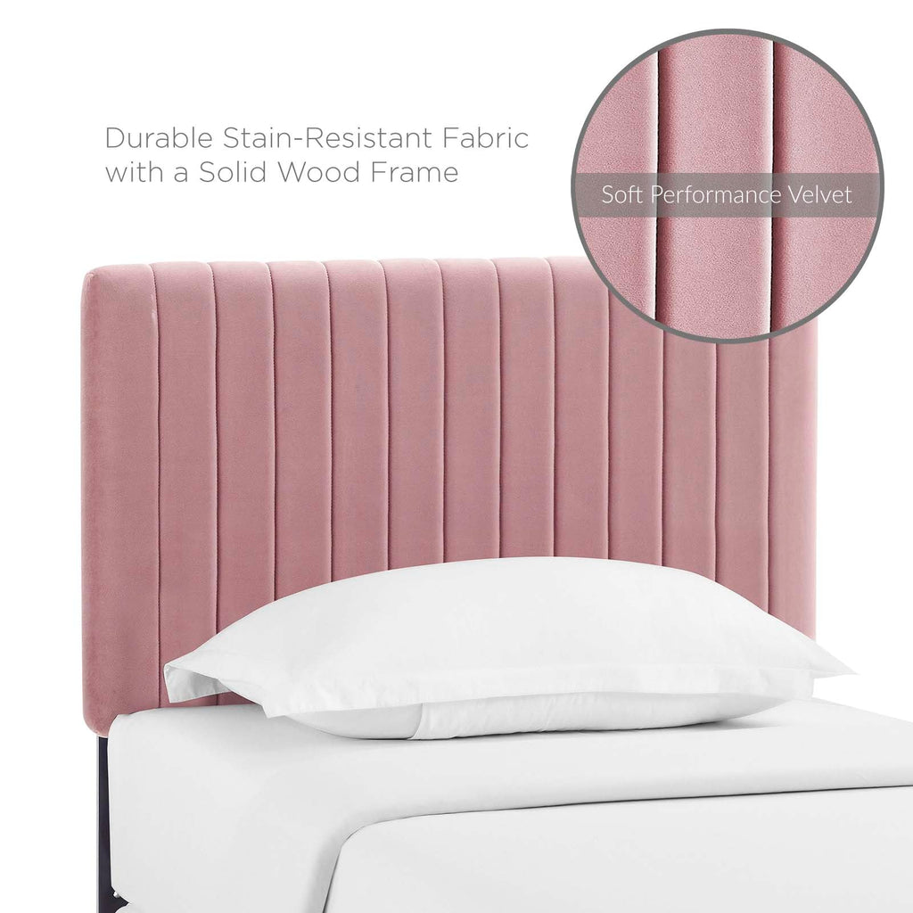 Keira Twin Performance Velvet Headboard in Dusty Rose