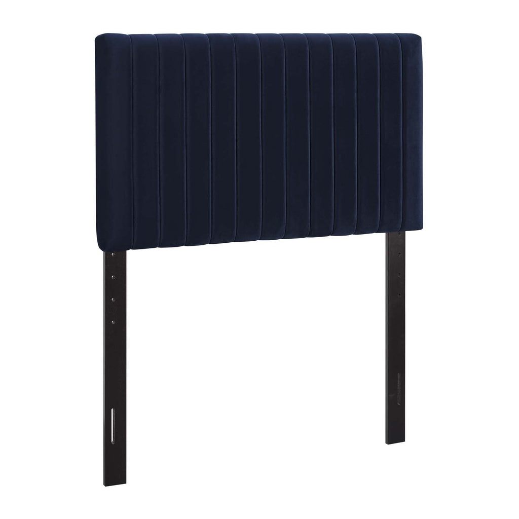 Keira Twin Performance Velvet Headboard in Midnight Blue