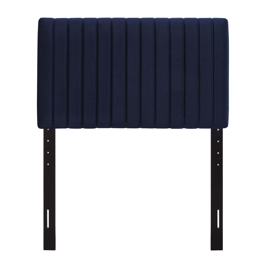 Keira Twin Performance Velvet Headboard in Midnight Blue