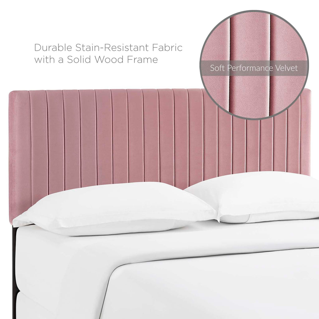 Keira Full / Queen Performance Velvet Headboard in Dusty Rose