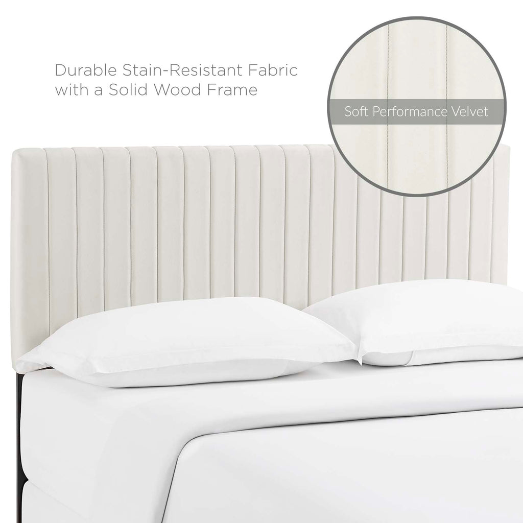 Keira King/California King Performance Velvet Headboard in Ivory