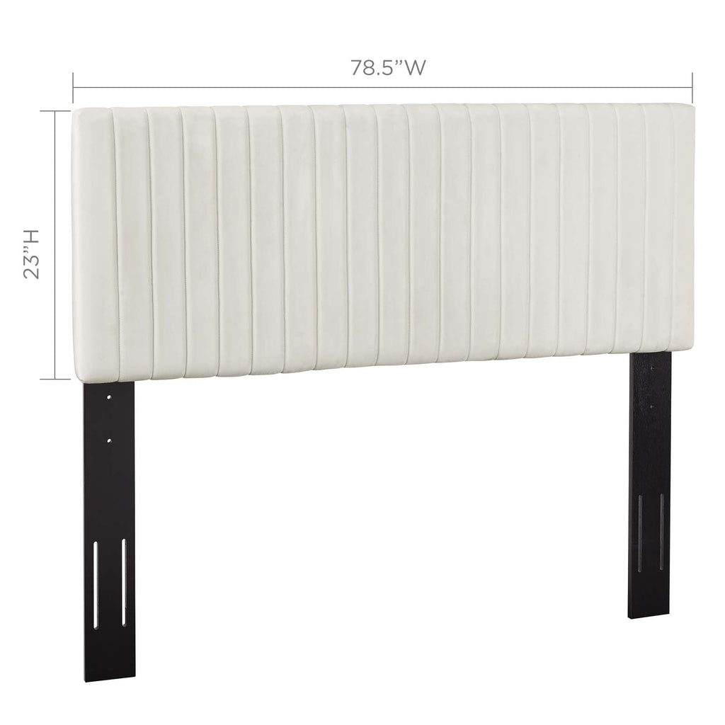 Keira King/California King Performance Velvet Headboard in Ivory