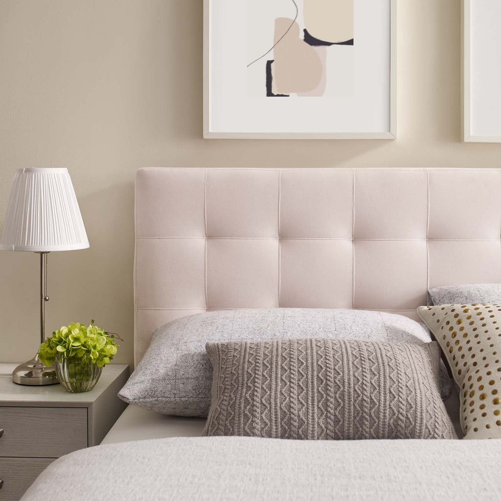 Lily King Biscuit Tufted Performance Velvet Headboard in Pink