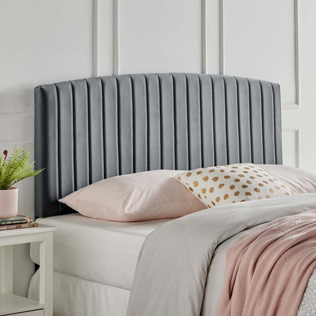 Rebecca Performance Velvet Twin Headboard in Charcoal