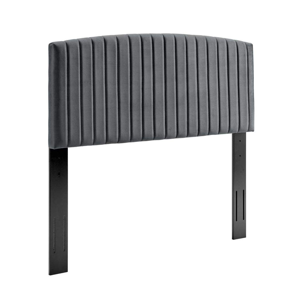 Rebecca Performance Velvet Twin Headboard in Charcoal