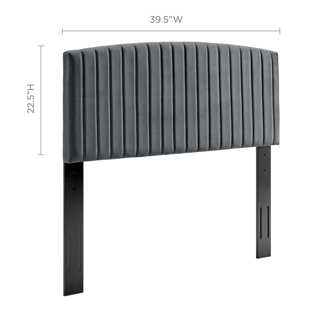 Rebecca Performance Velvet Twin Headboard in Charcoal