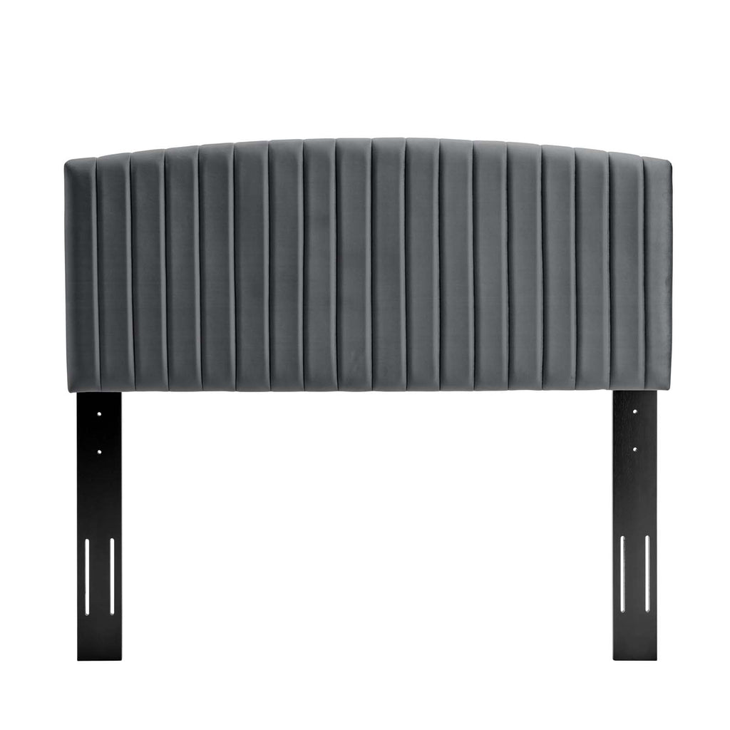 Rebecca Performance Velvet Twin Headboard in Charcoal