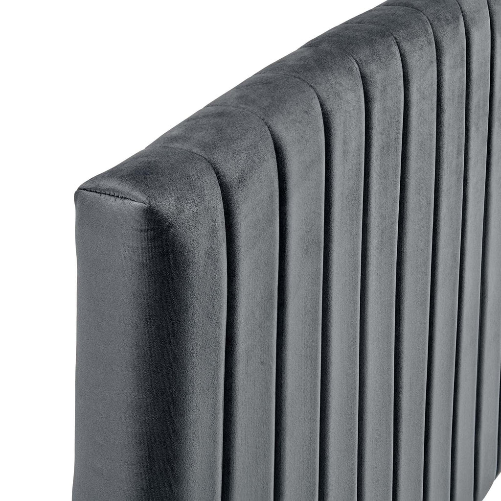 Rebecca Performance Velvet Twin Headboard in Charcoal