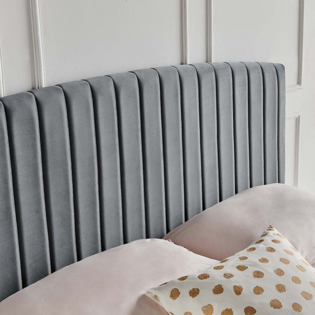 Rebecca Performance Velvet Twin Headboard in Charcoal