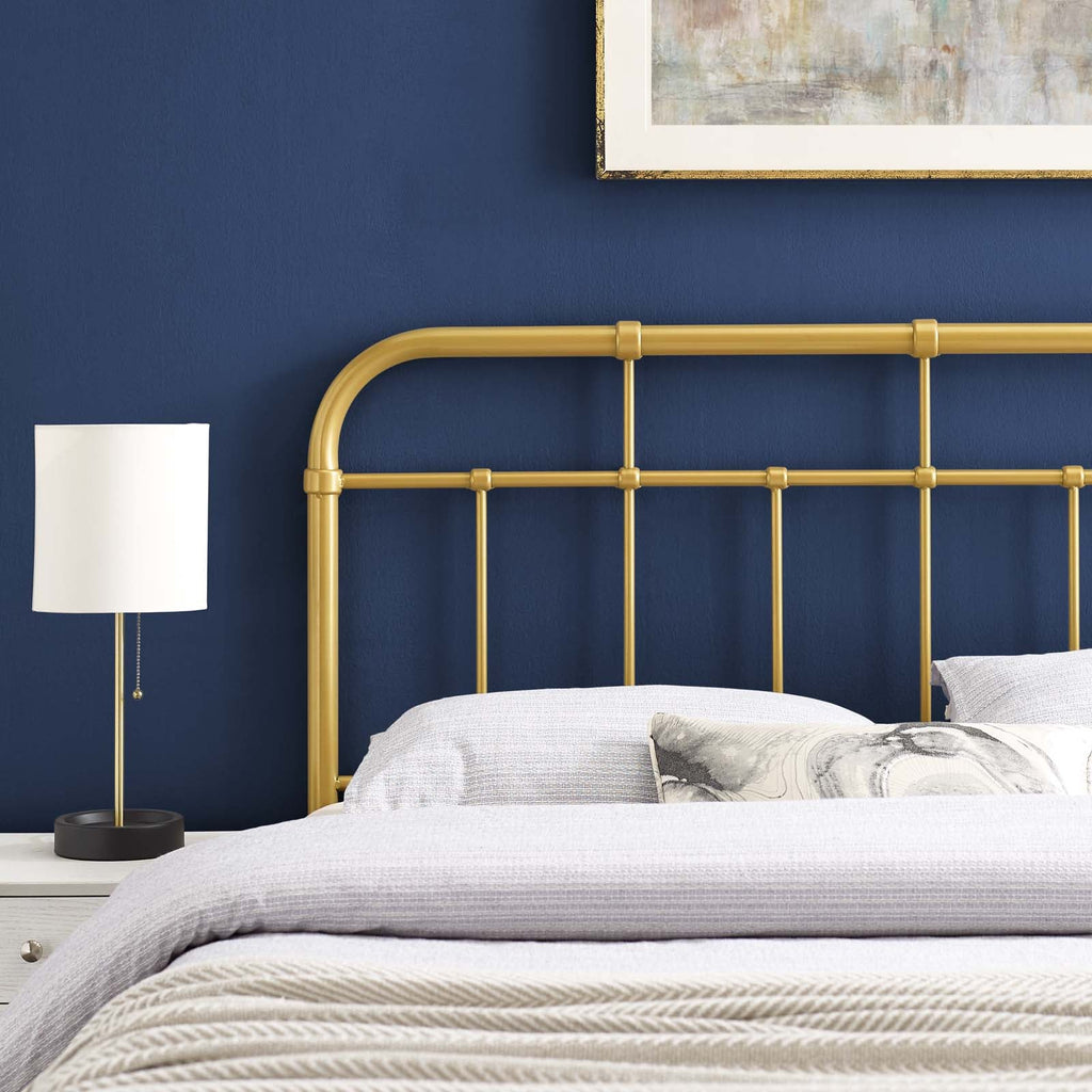 Alessia King Metal Headboard in Gold