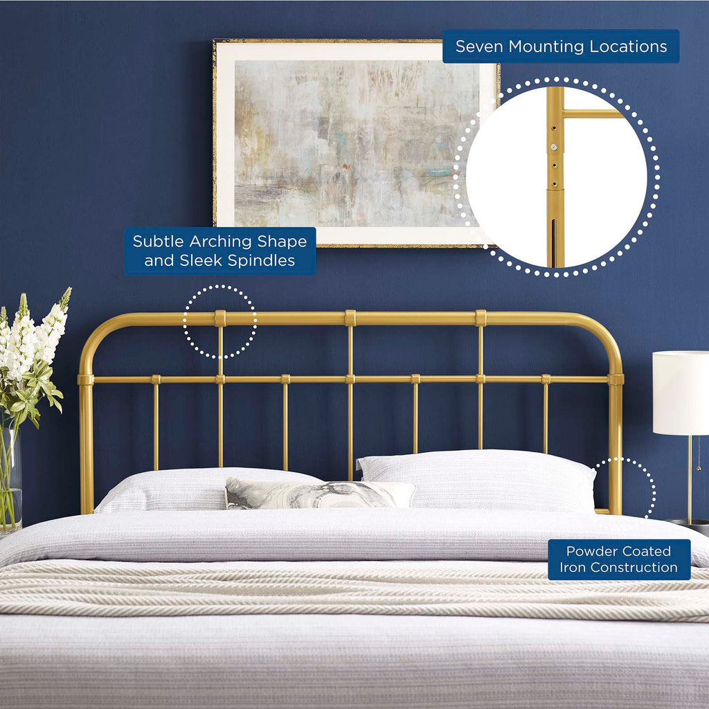 Alessia King Metal Headboard in Gold