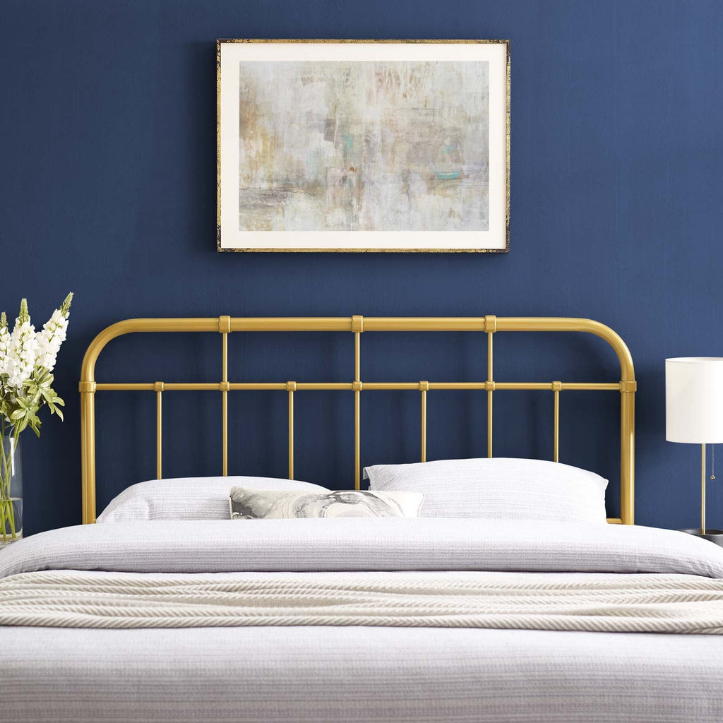 Alessia King Metal Headboard in Gold