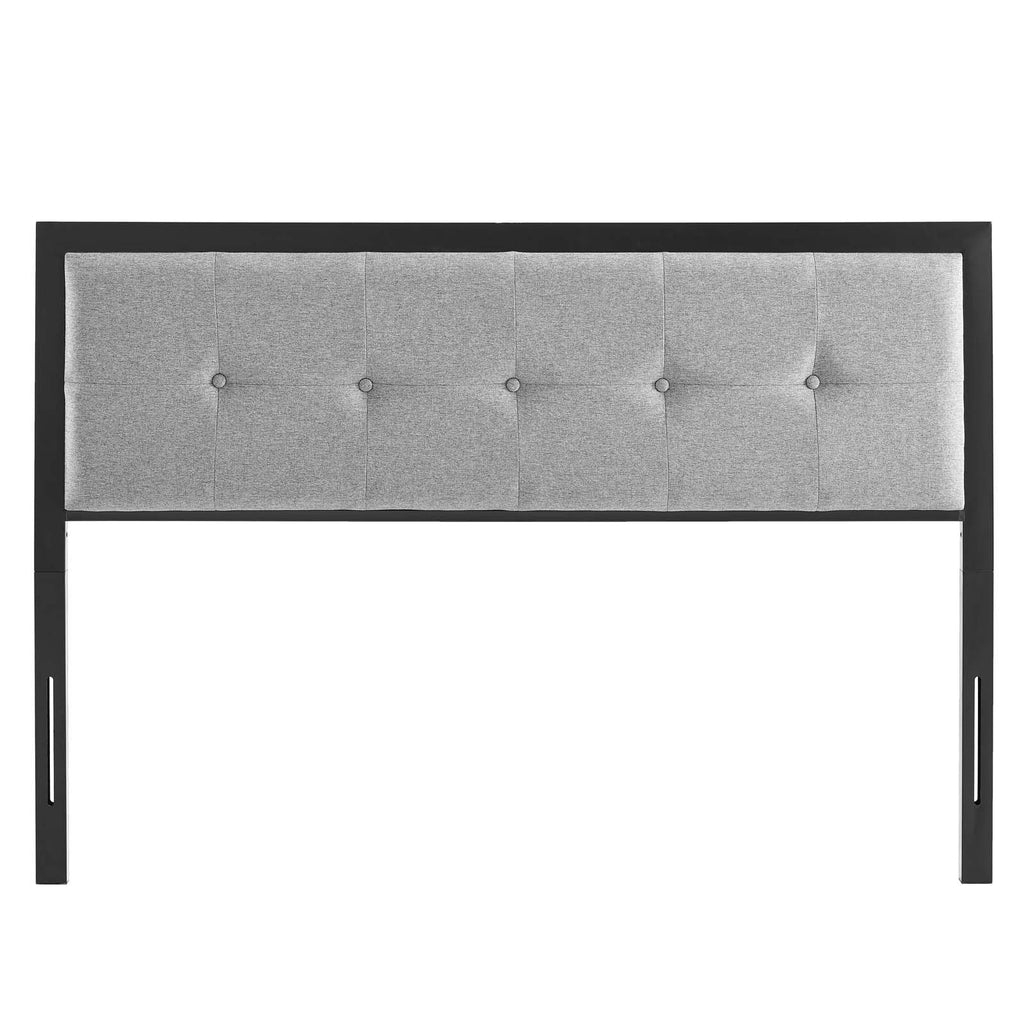 Teagan Tufted Full Headboard in Black Light Gray