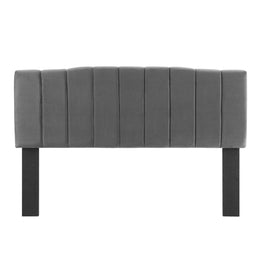 Camilla Channel Tufted Twin Performance Velvet Headboard in Charcoal
