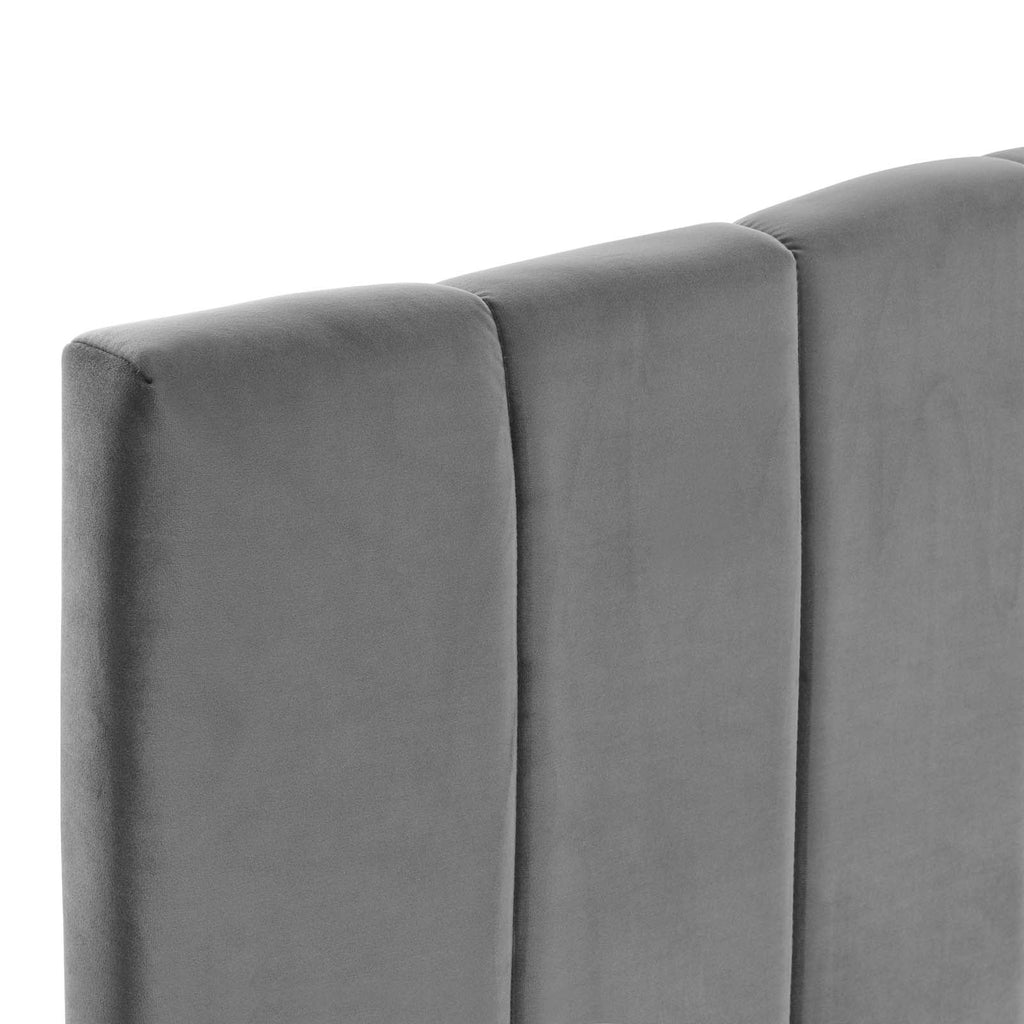 Camilla Channel Tufted Twin Performance Velvet Headboard in Charcoal