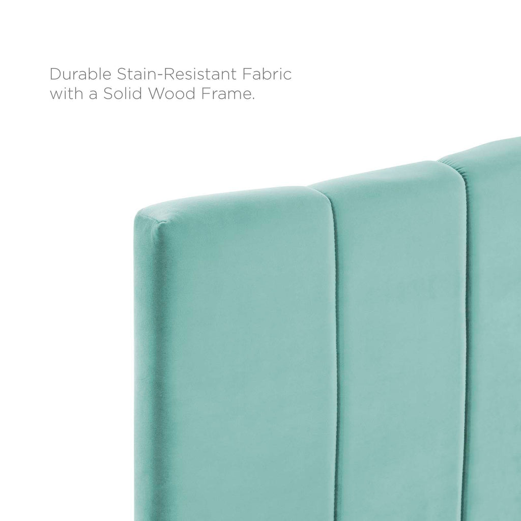 Camilla Channel Tufted Twin Performance Velvet Headboard in Mint