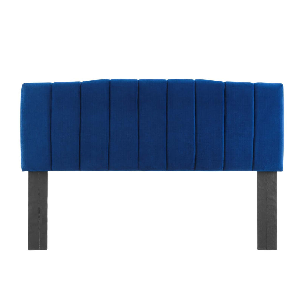 Camilla Channel Tufted Twin Performance Velvet Headboard in Navy