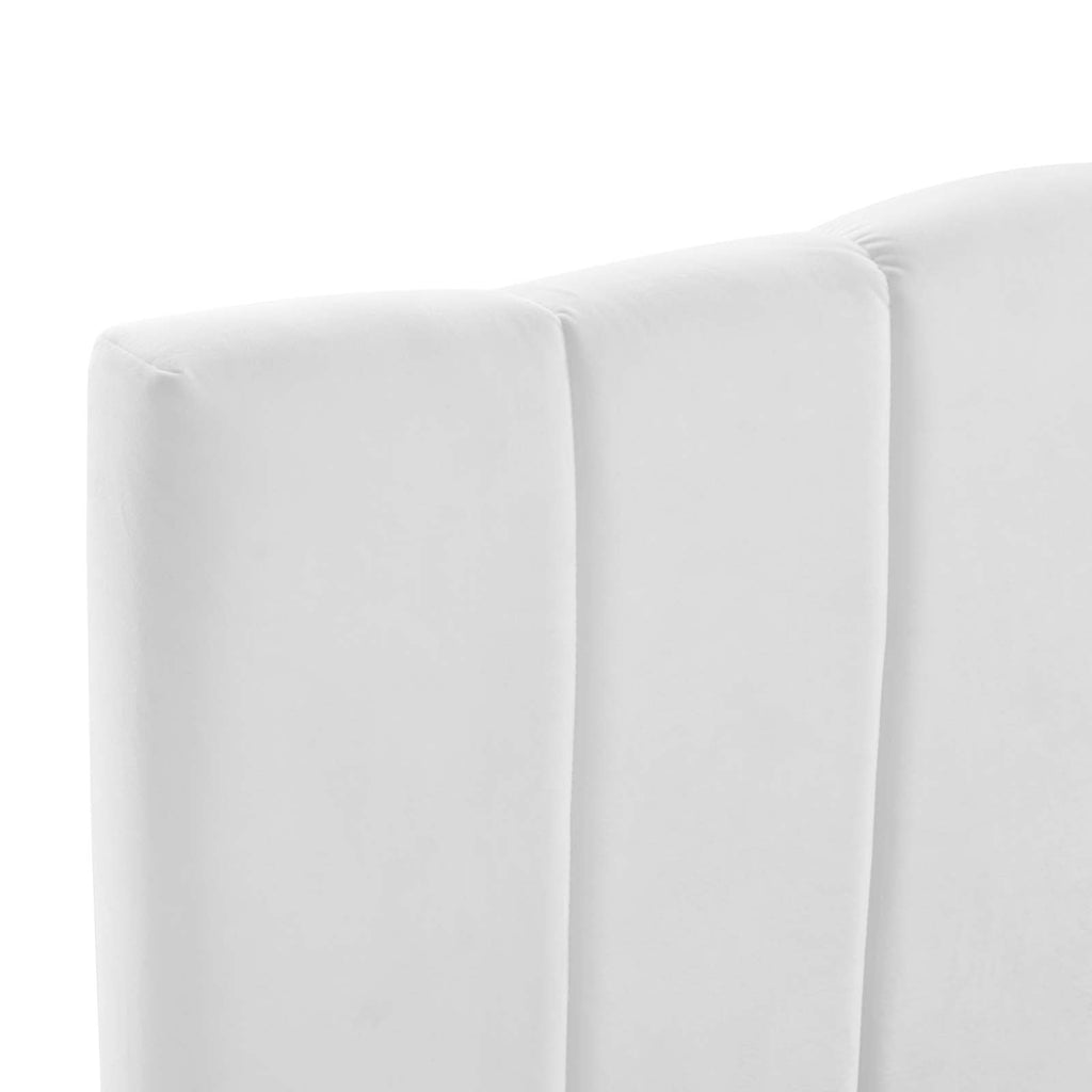 Camilla Channel Tufted Twin Performance Velvet Headboard in White