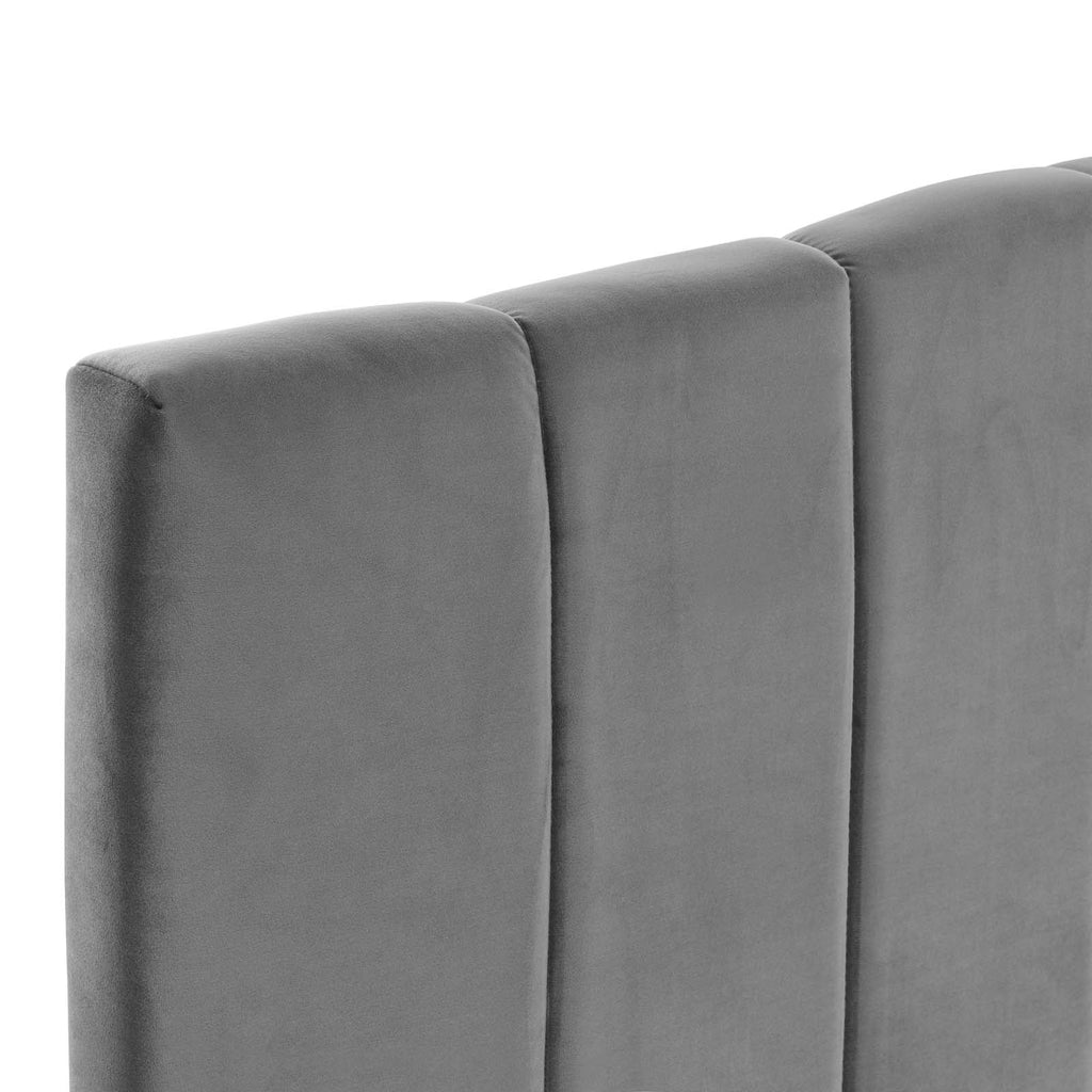 Camilla Channel Tufted Full/Queen Performance Velvet Headboard in Charcoal