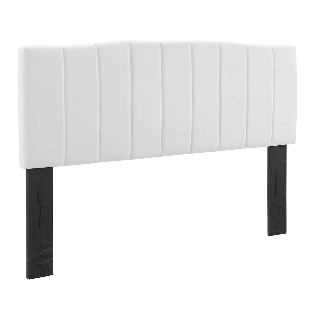 Camilla Channel Tufted Full/Queen Performance Velvet Headboard in White