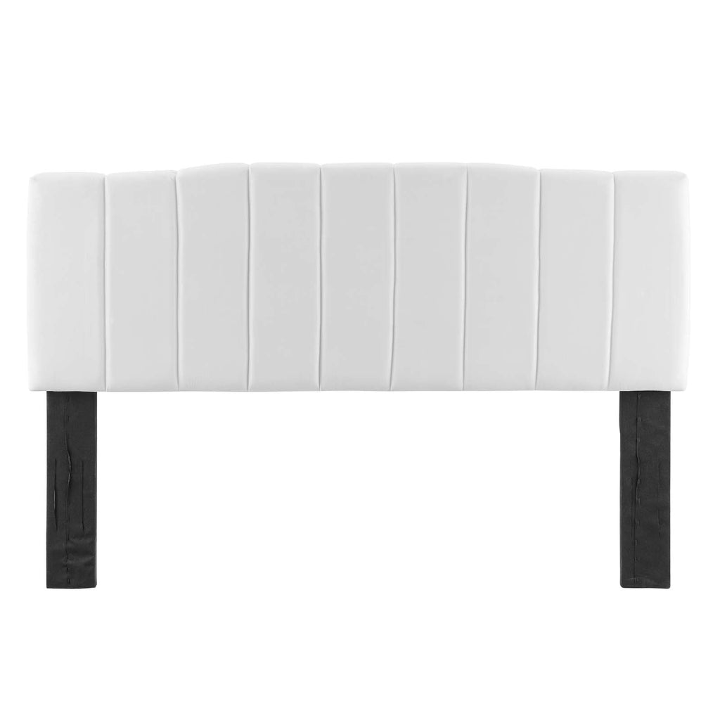 Camilla Channel Tufted Full/Queen Performance Velvet Headboard in White