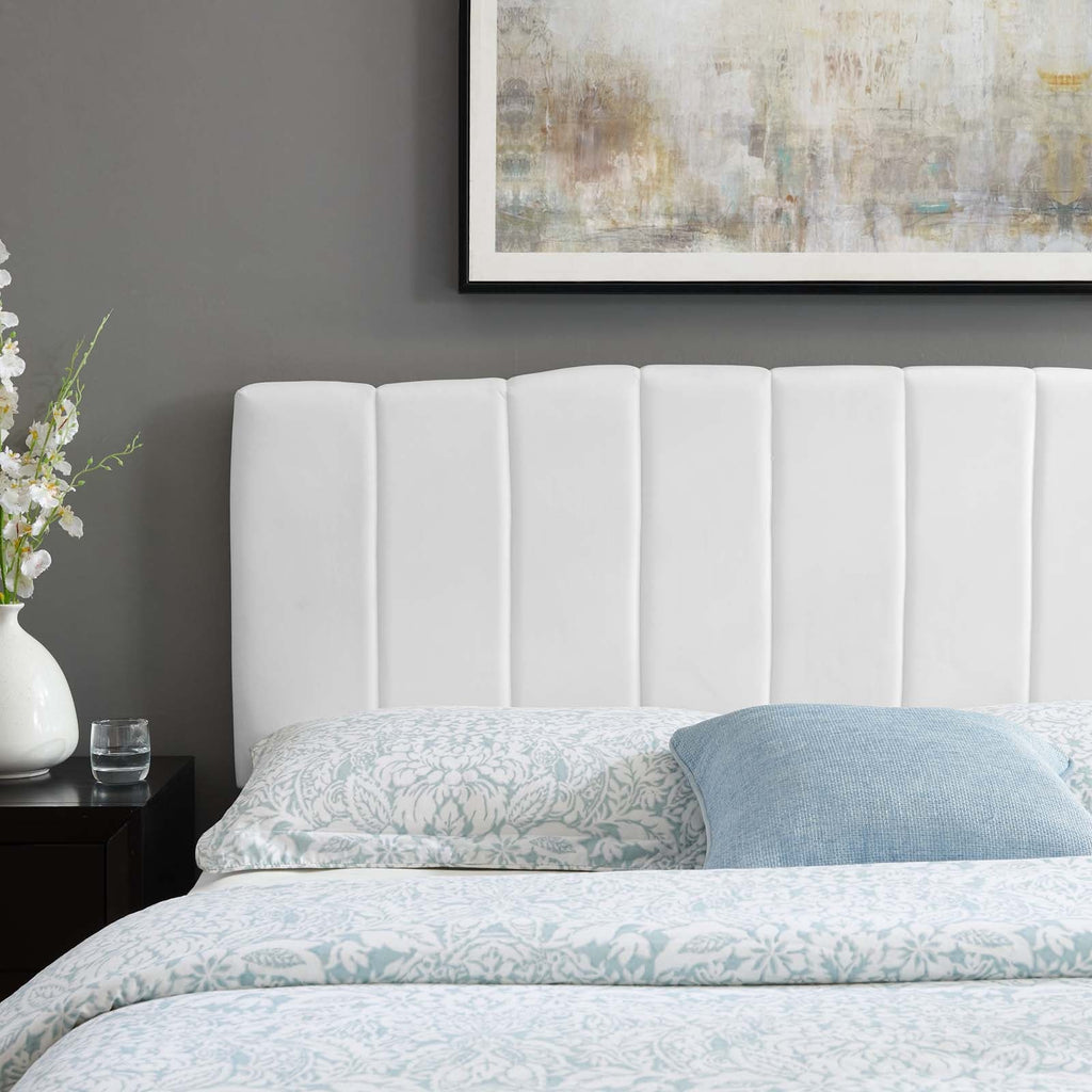 Camilla Channel Tufted Full/Queen Performance Velvet Headboard in White