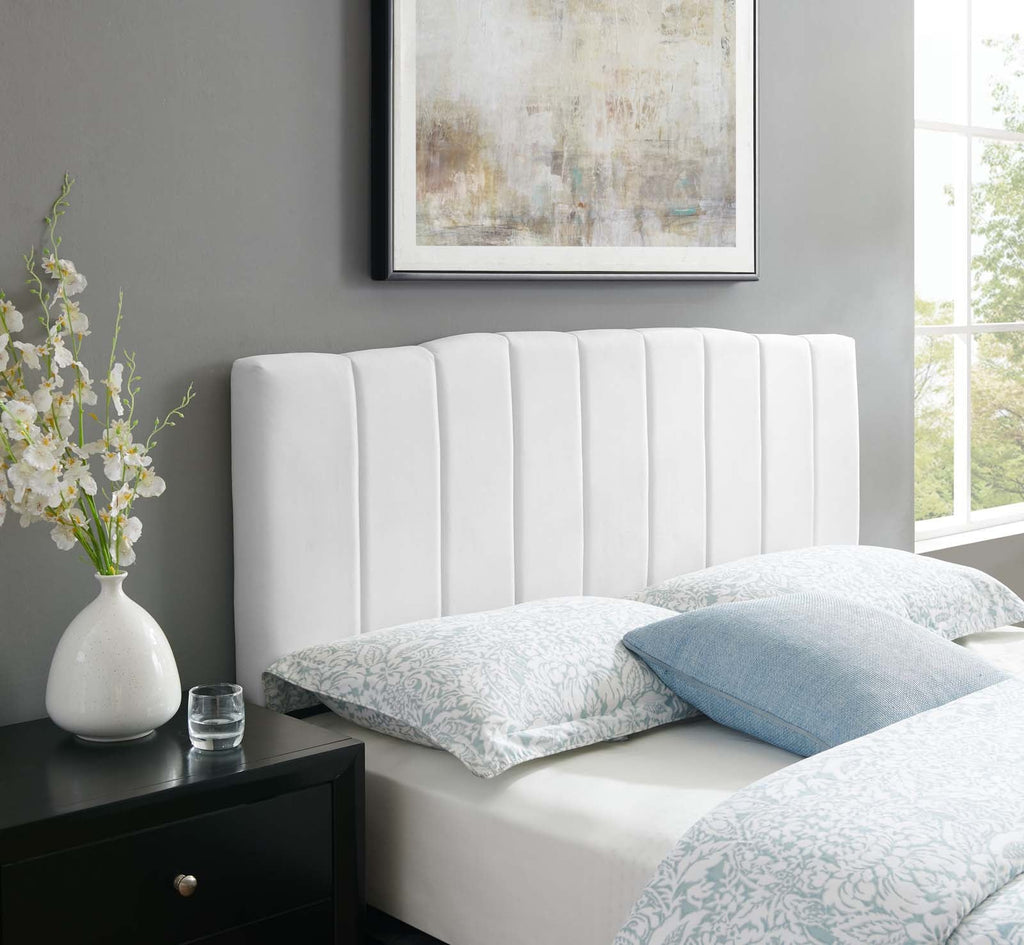 Camilla Channel Tufted Full/Queen Performance Velvet Headboard in White