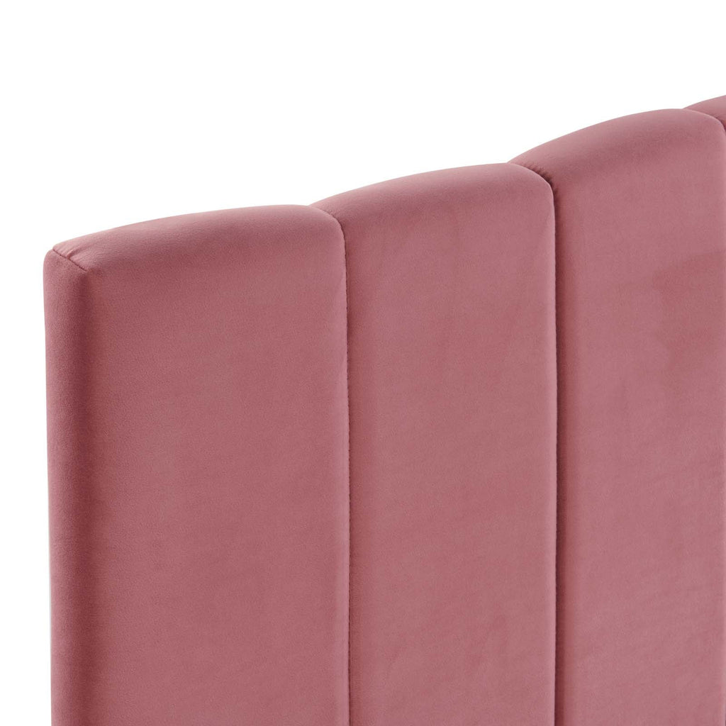 Camilla Channel Tufted King/California King Performance Velvet Headboard in Dusty Rose