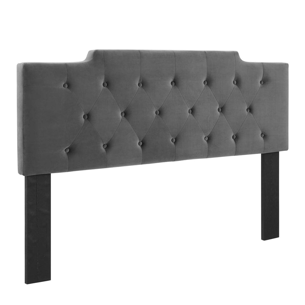 Juliet Tufted Twin Performance Velvet Headboard in Charcoal