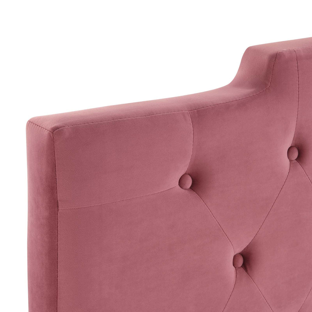 Juliet Tufted Twin Performance Velvet Headboard in Dusty Rose