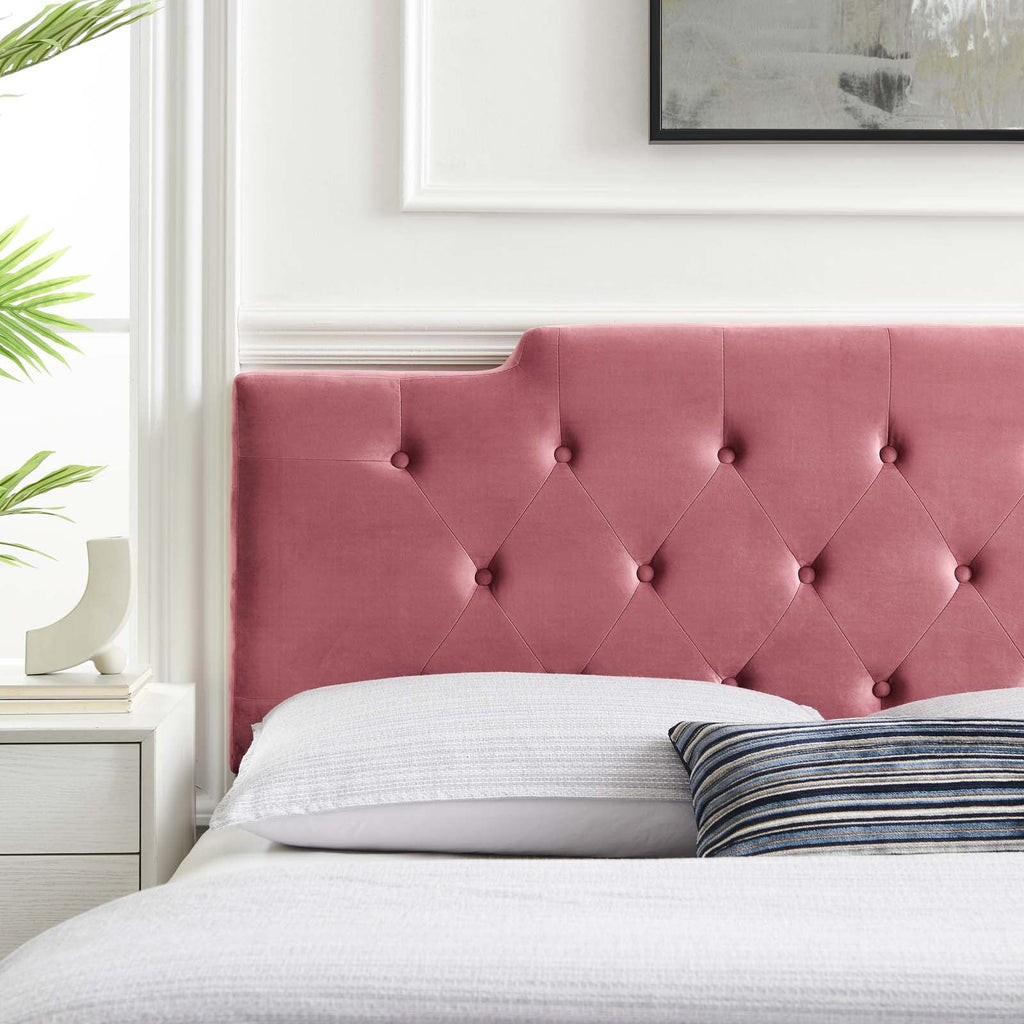 Juliet Tufted Twin Performance Velvet Headboard in Dusty Rose