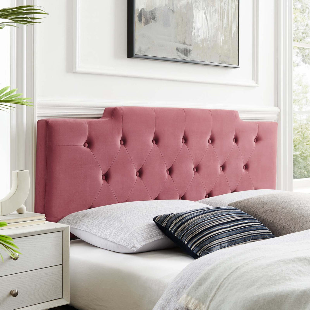 Juliet Tufted Twin Performance Velvet Headboard in Dusty Rose