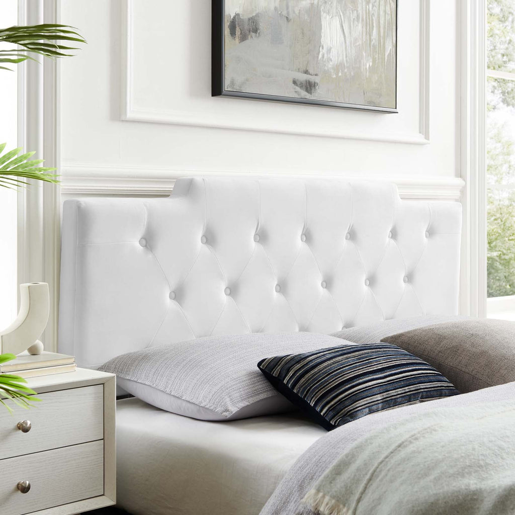 Juliet Tufted Twin Performance Velvet Headboard in White