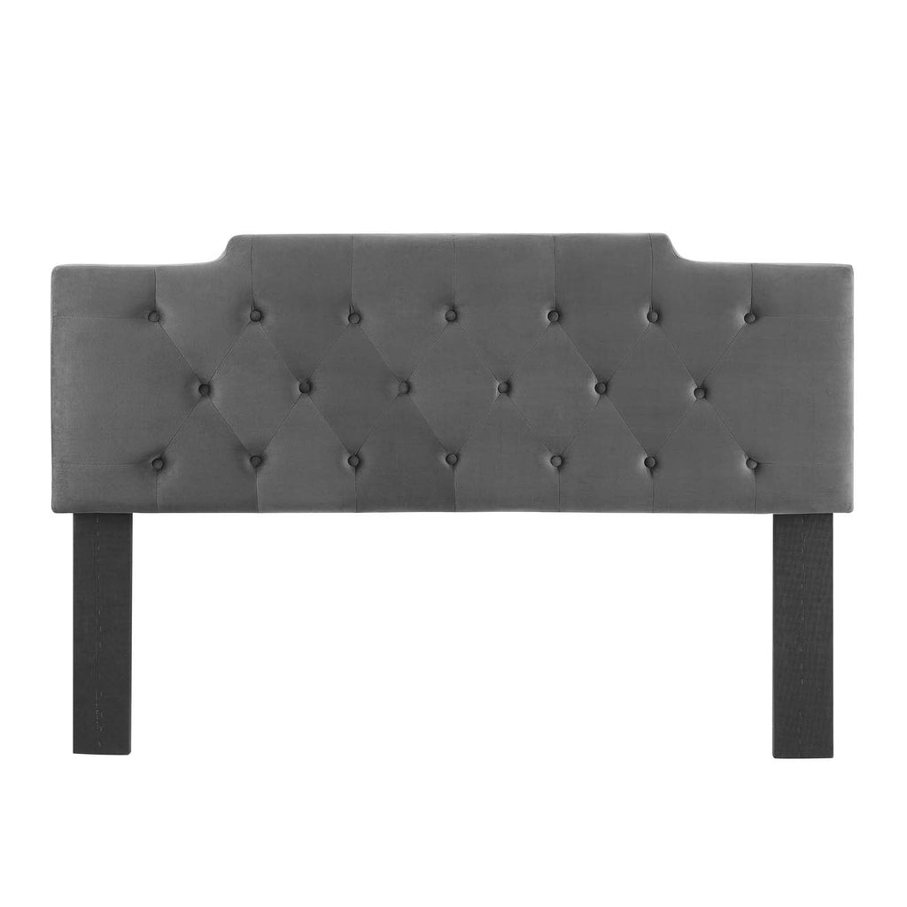 Juliet Tufted Full/Queen Performance Velvet Headboard in Charcoal