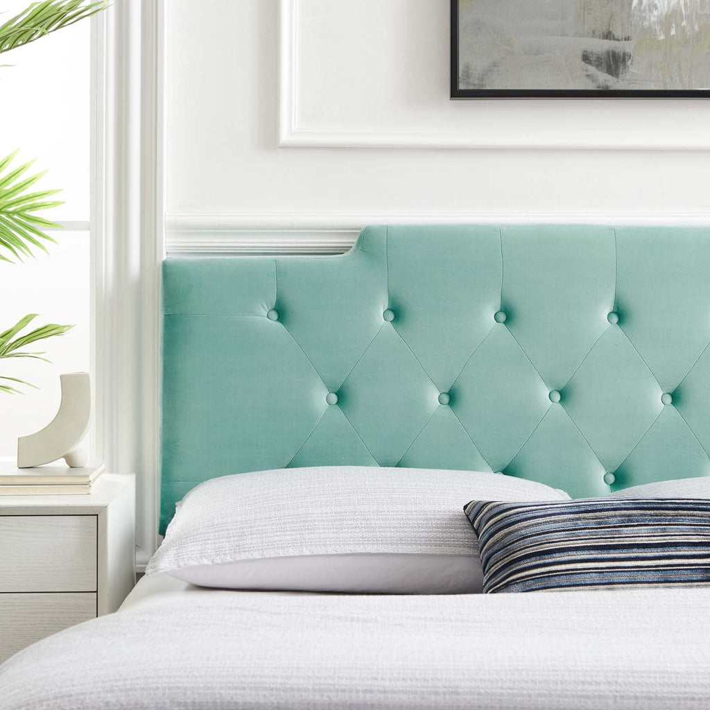 Juliet Tufted Full/Queen Performance Velvet Headboard in Mint