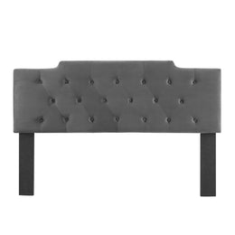 Juliet Tufted King/California King Performance Velvet Headboard in Charcoal