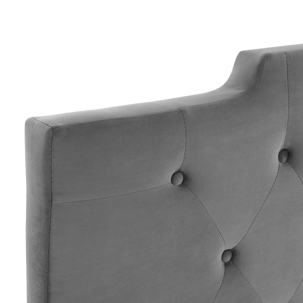 Juliet Tufted King/California King Performance Velvet Headboard in Charcoal