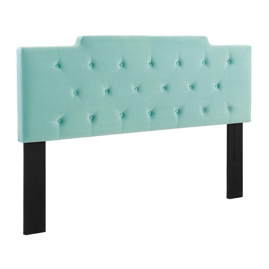 Juliet Tufted King/California King Performance Velvet Headboard in Mint