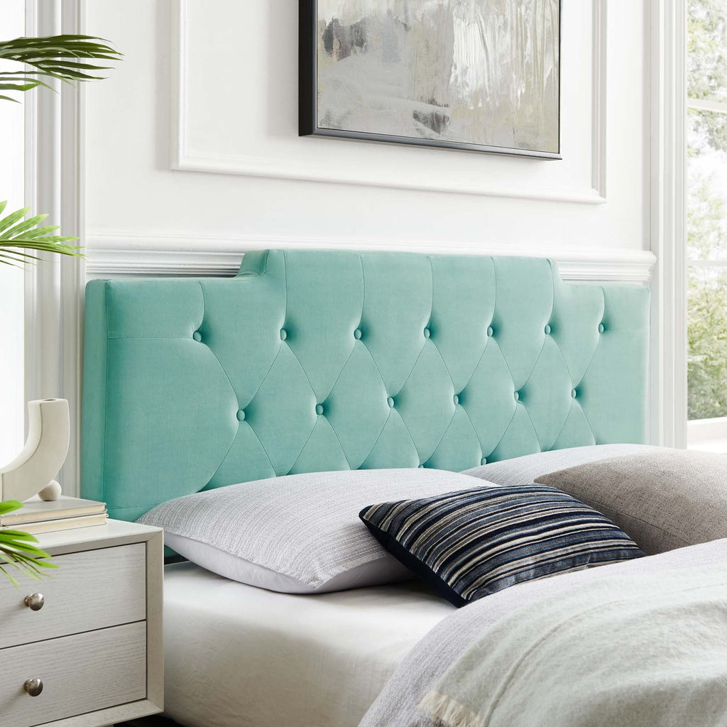 Juliet Tufted King/California King Performance Velvet Headboard in Mint