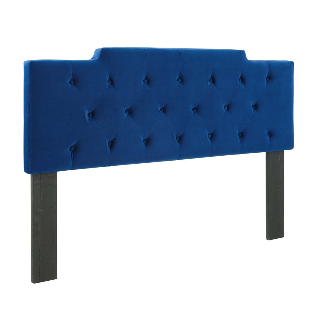 Juliet Tufted King/California King Performance Velvet Headboard in Navy