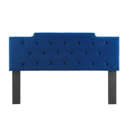 Juliet Tufted King/California King Performance Velvet Headboard in Navy