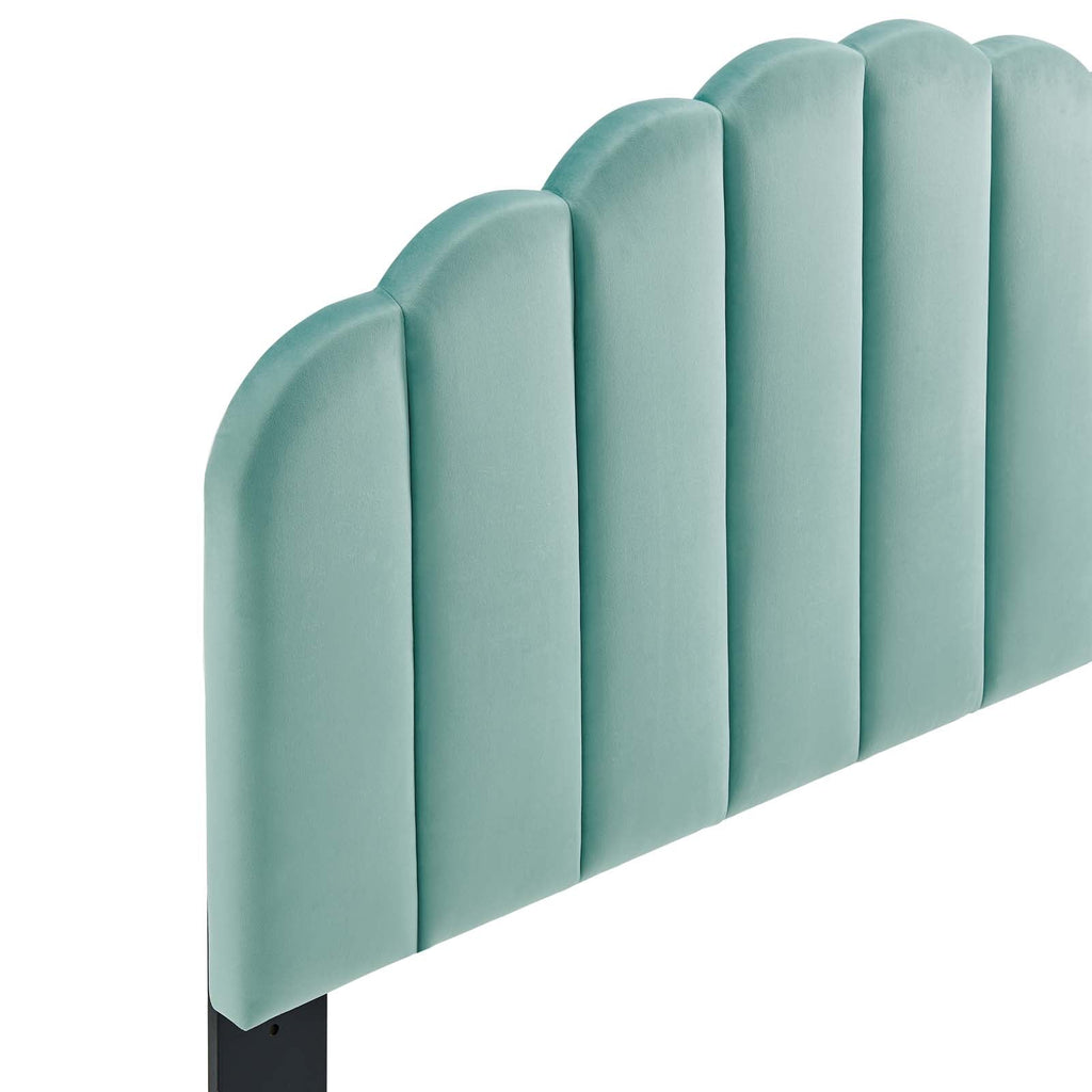 Veronique Twin Performance Velvet Headboard in Mint