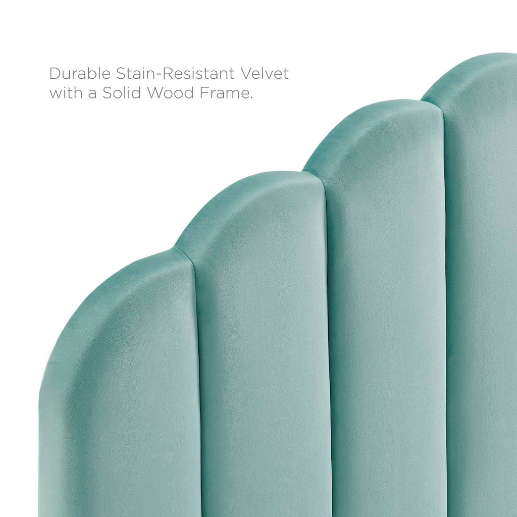 Veronique Twin Performance Velvet Headboard in Mint