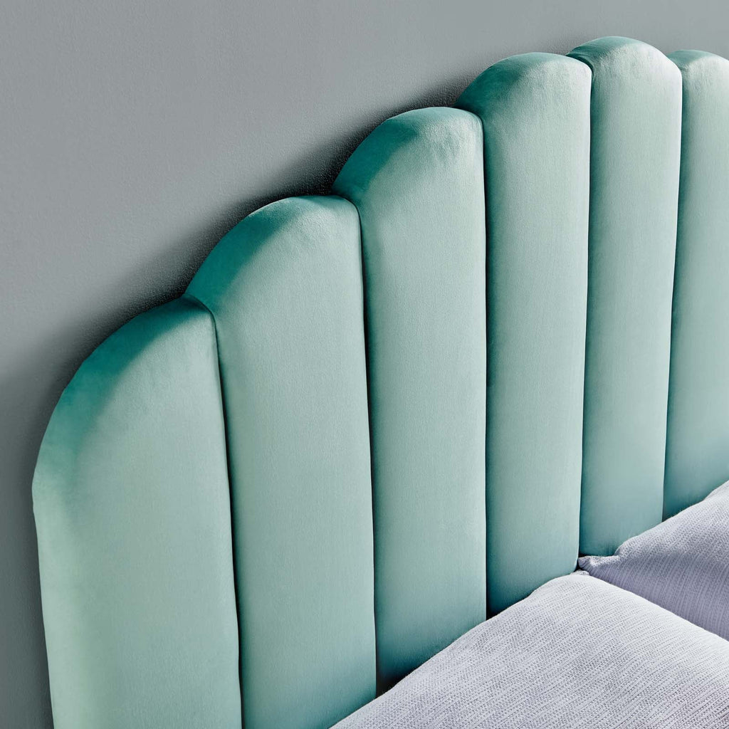 Veronique Twin Performance Velvet Headboard in Mint