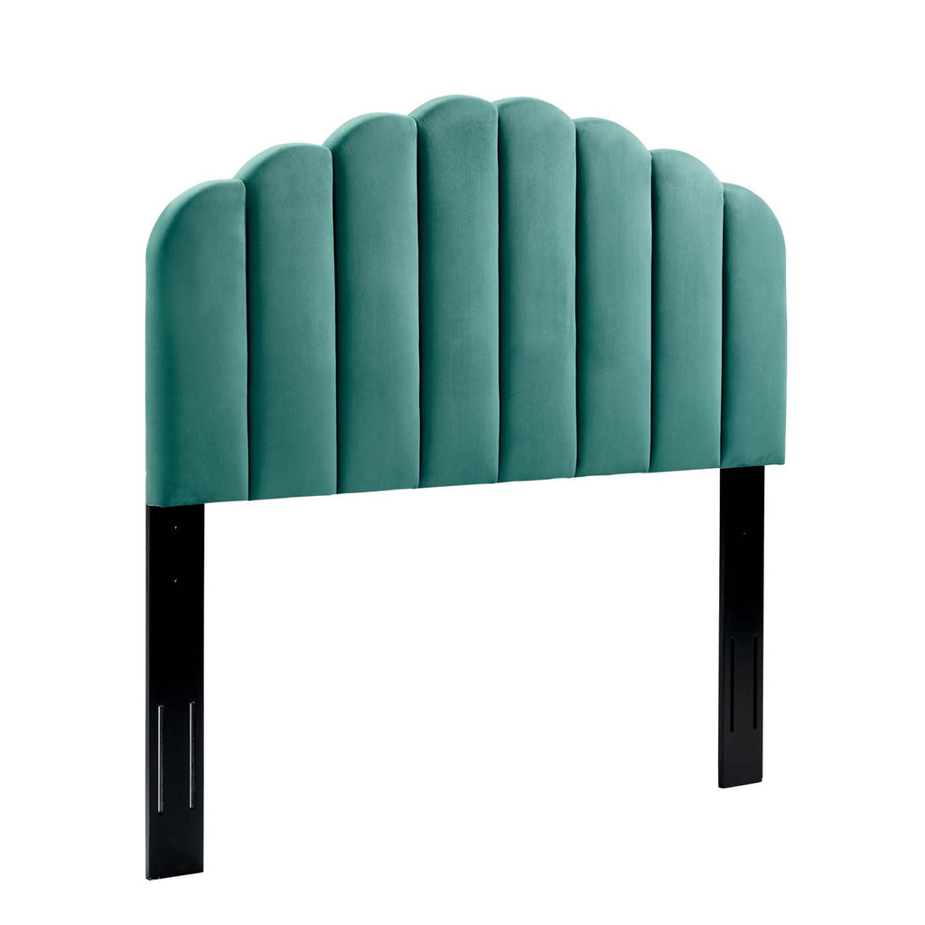 Veronique Twin Performance Velvet Headboard in Teal