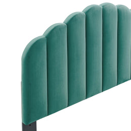 Veronique Twin Performance Velvet Headboard in Teal