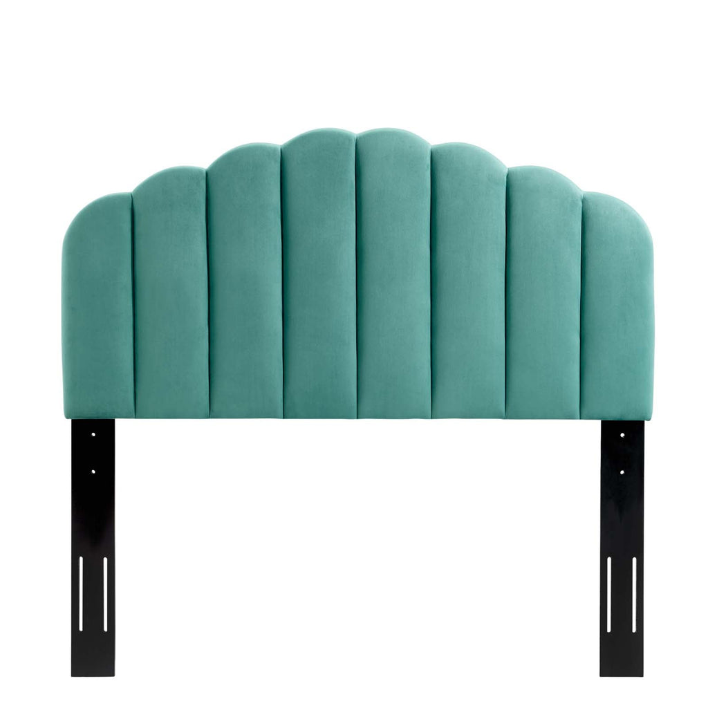 Veronique Twin Performance Velvet Headboard in Teal