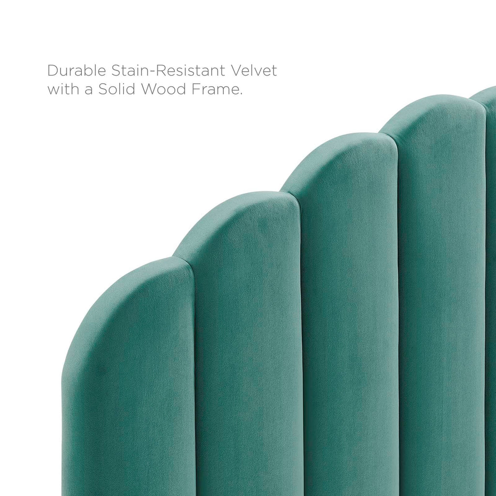 Veronique Twin Performance Velvet Headboard in Teal